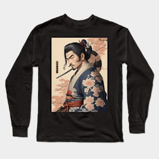 Handsome Samurai ukiyo e art Long Sleeve T-Shirt